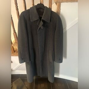 Men's Long Wool Pea Coat - Charcoal Gray